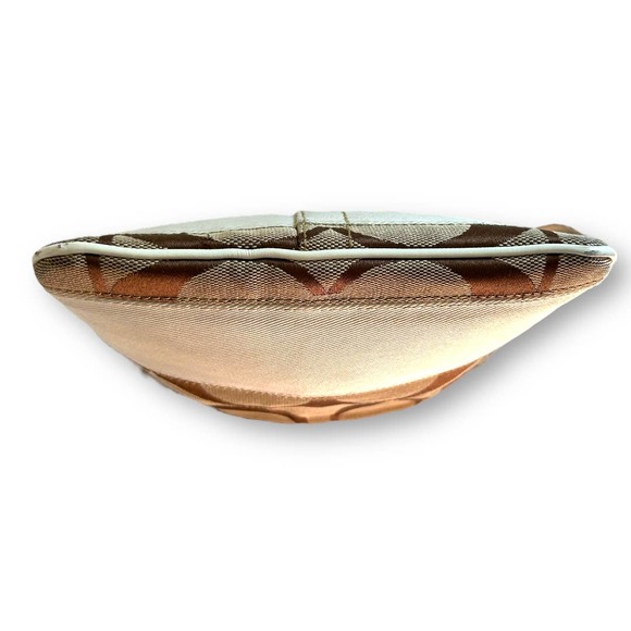 COACH Signature 40758 Crossbody Bag Canvas Leather Brown White Swingpack - Picture 9 of 14